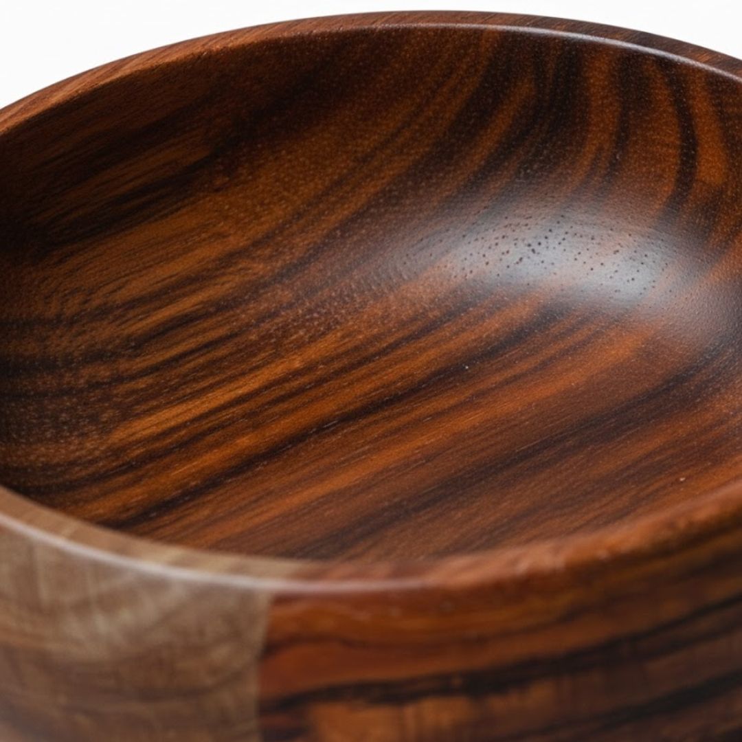 Curved Bowl: Sustainable Acacia Wood Dining Essential